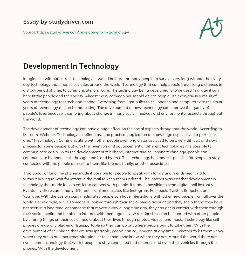 Development in Technology essay