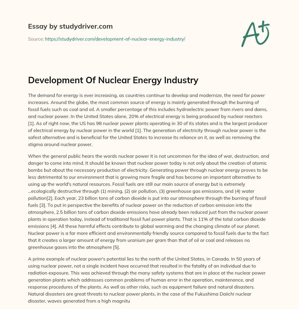 Development of Nuclear Energy Industry essay