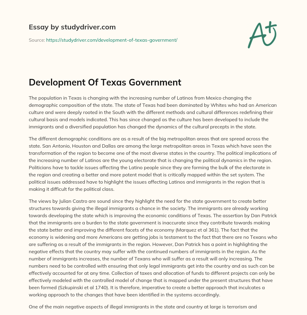 Development of Texas Government essay
