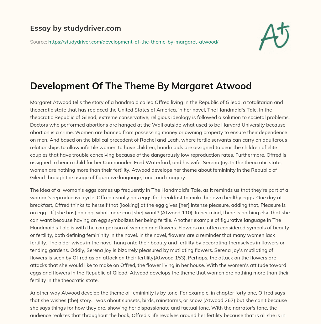 Development of the Theme by Margaret Atwood essay