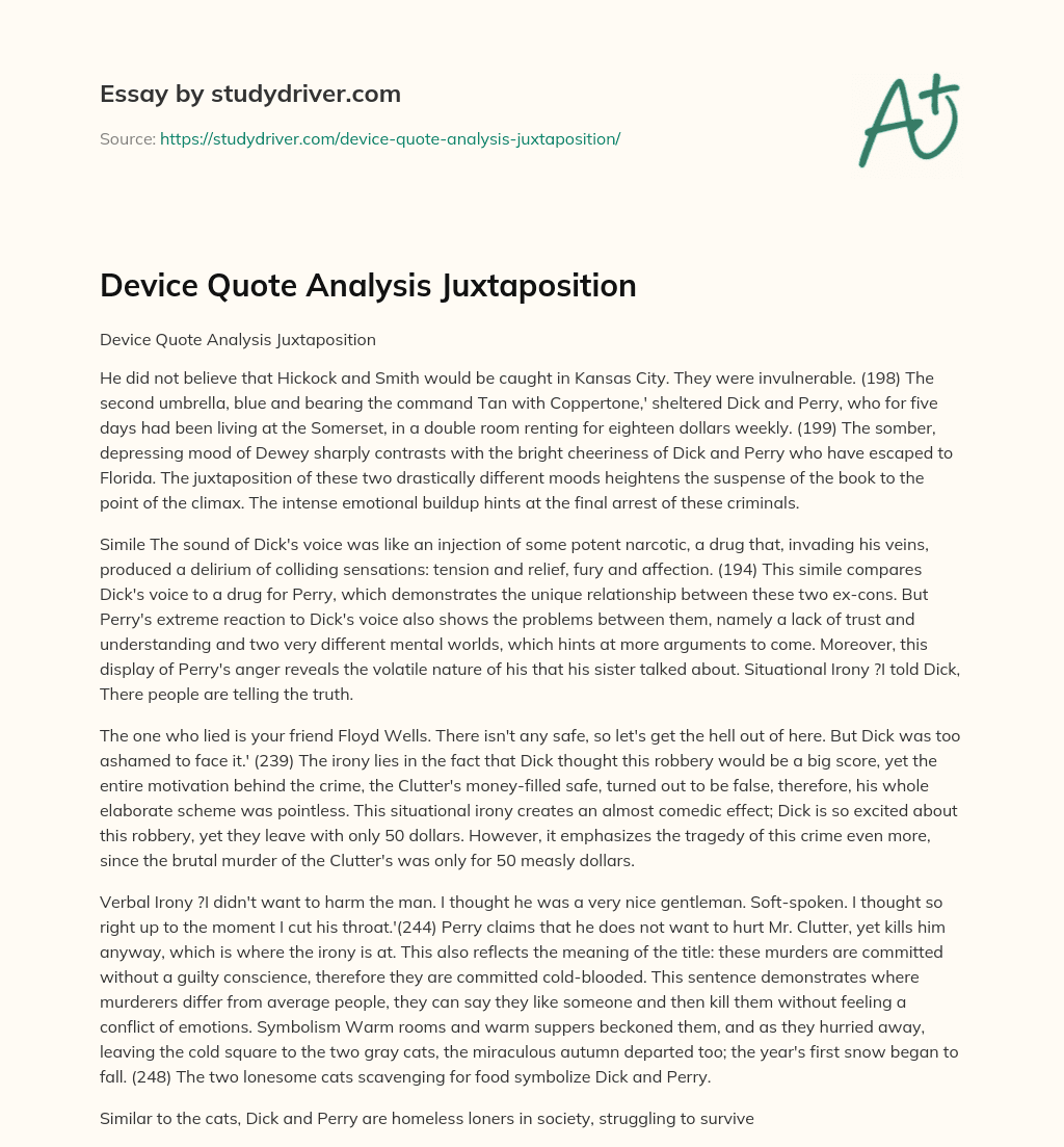 Device Quote Analysis Juxtaposition essay