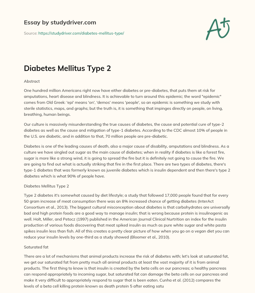 Diabetes Mellitus Type 2 essay