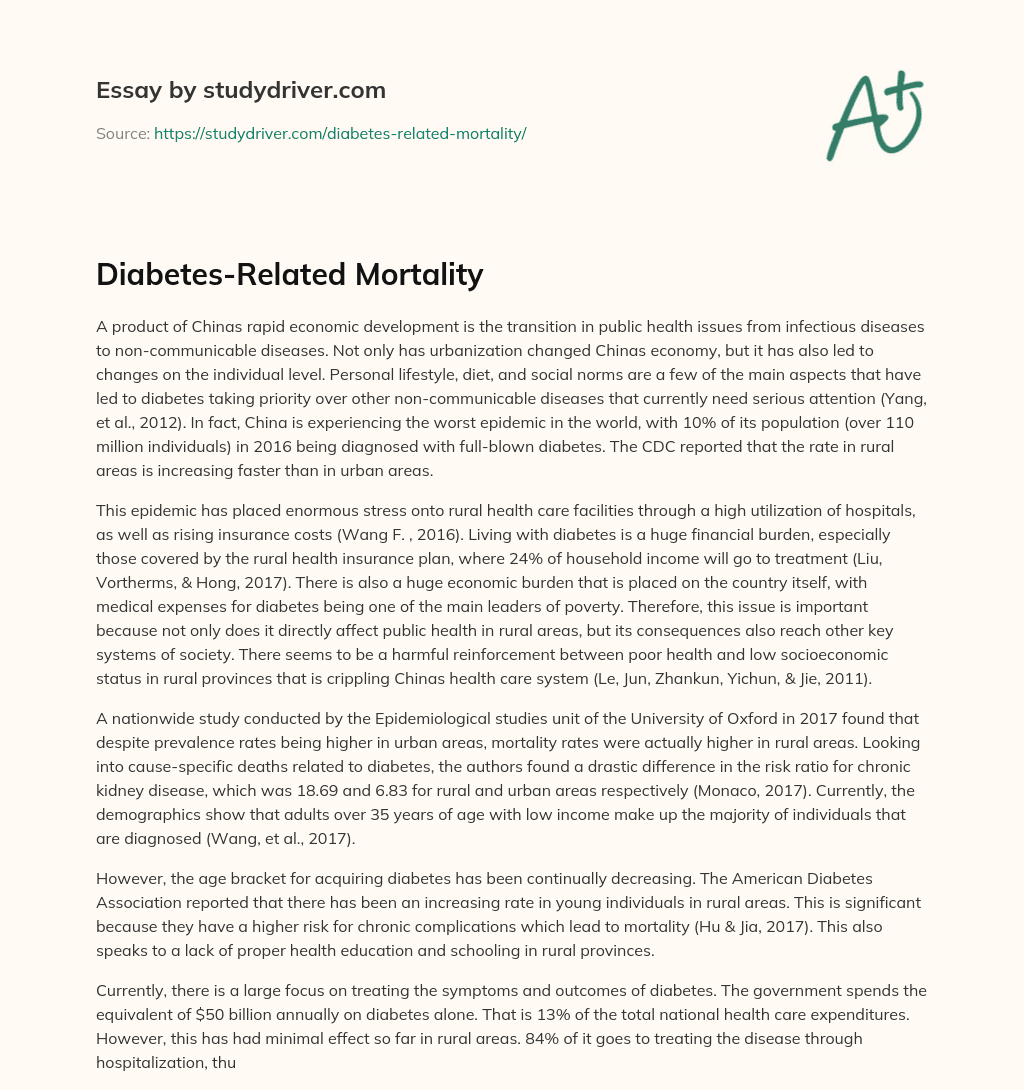 Diabetes-Related Mortality essay