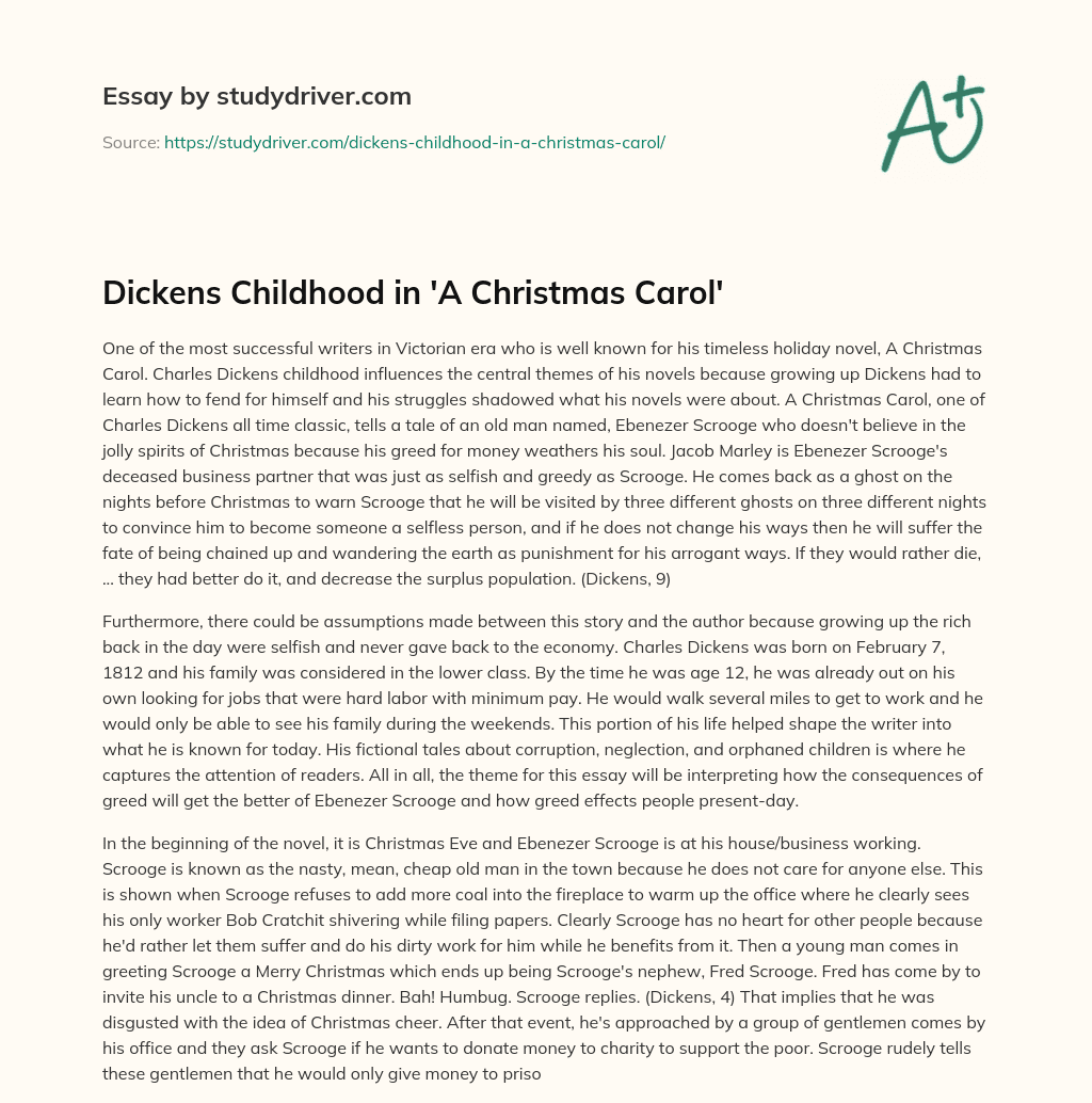 Dickens Childhood in ‘A Christmas Carol’ essay