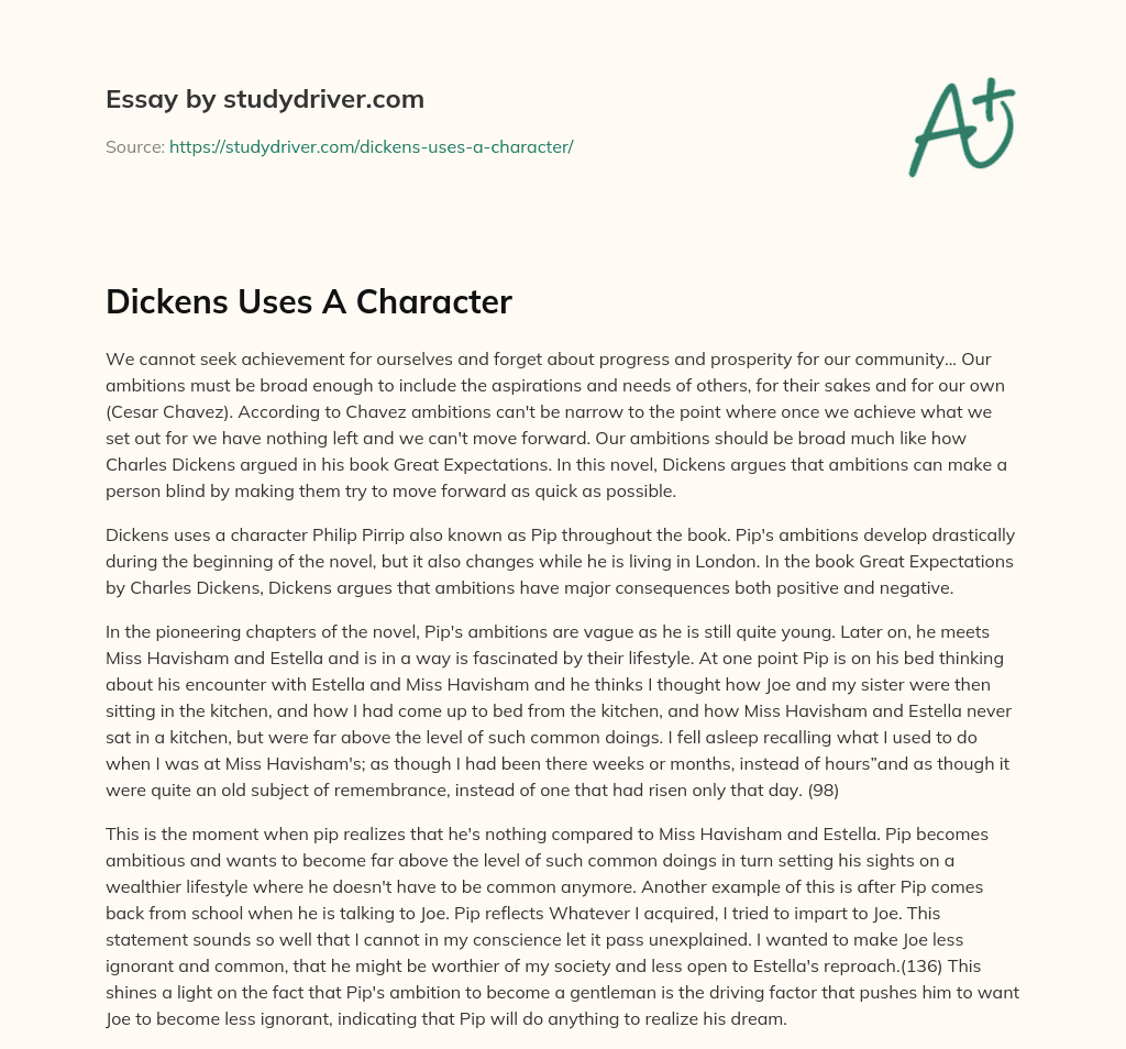 Dickens Uses a Character essay