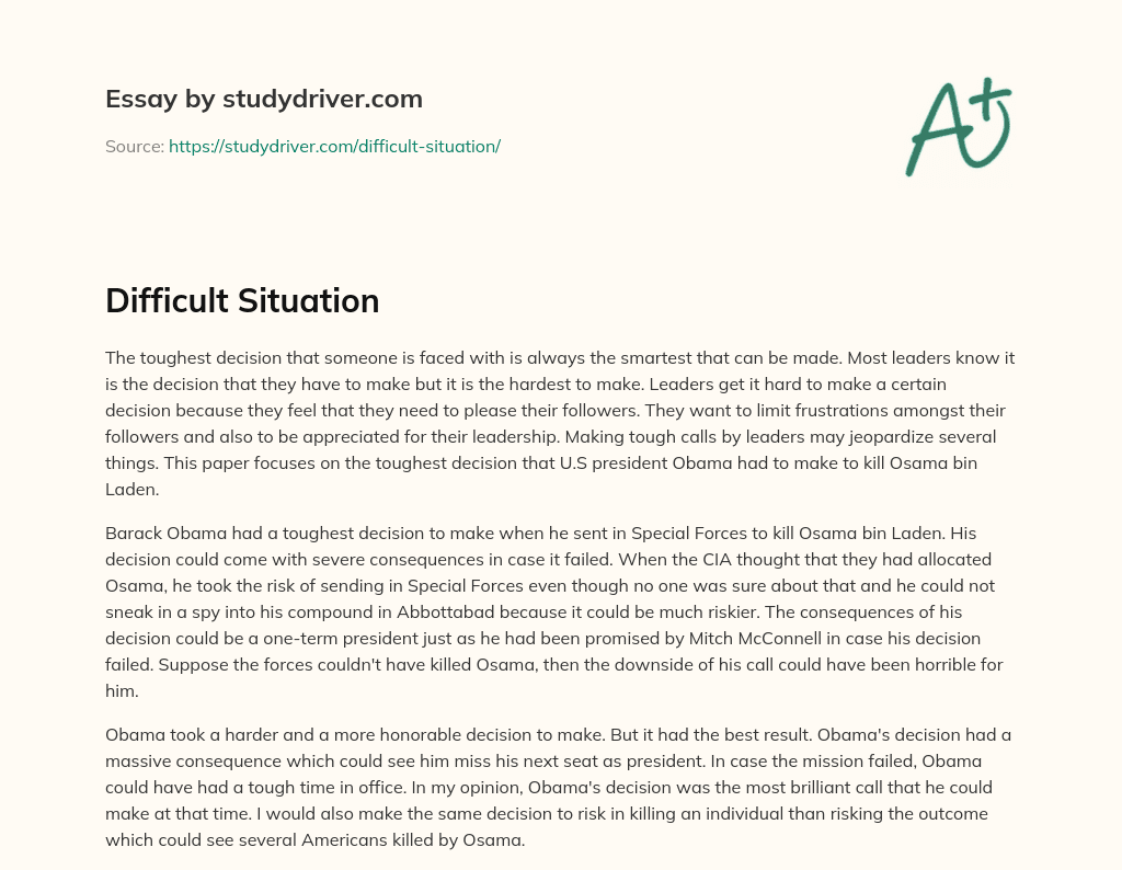 Difficult Situation essay