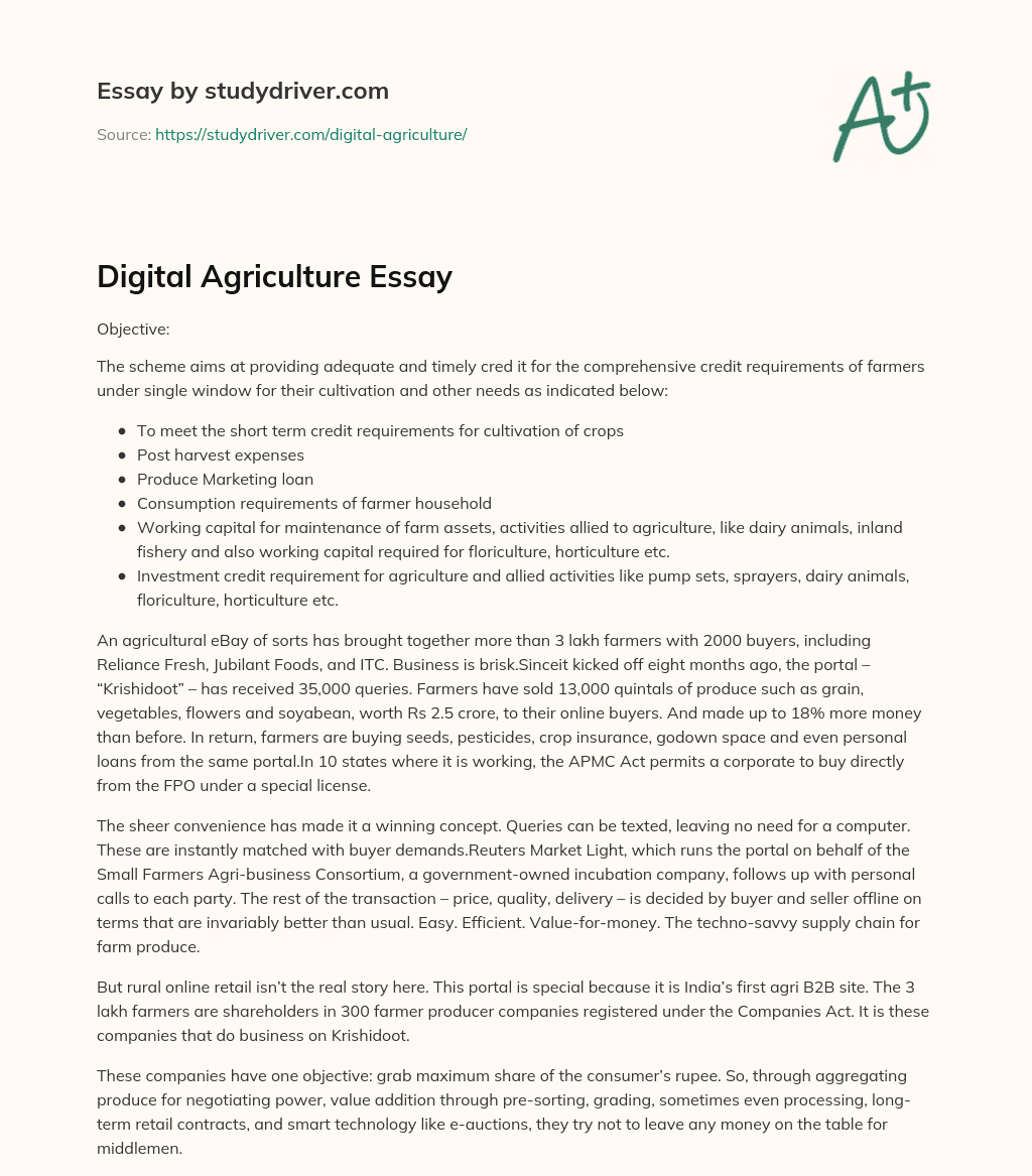 Digital Agriculture Essay essay