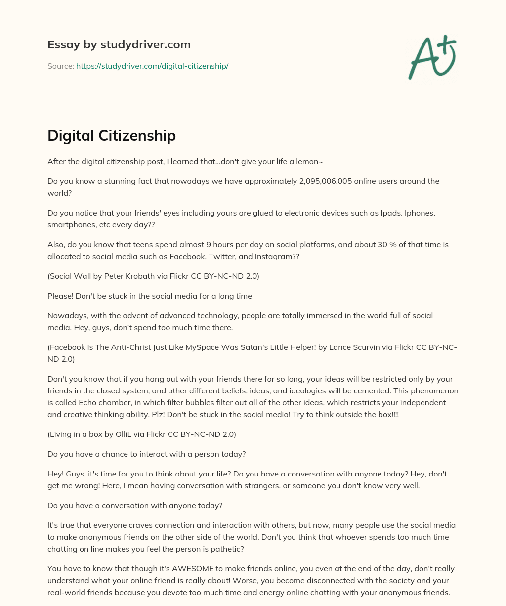 digital citizenship essay tagalog