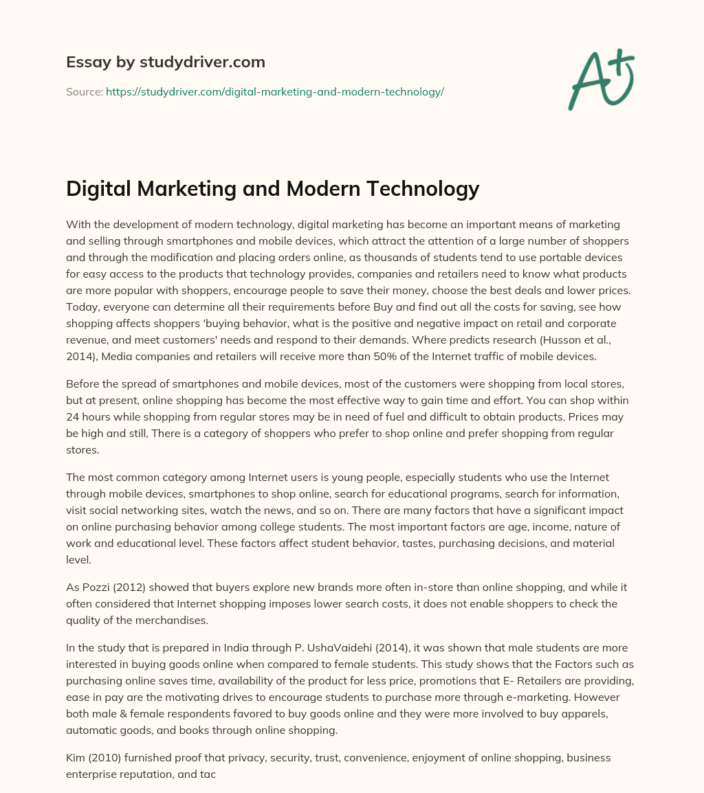 Digital Marketing and Modern Technology essay