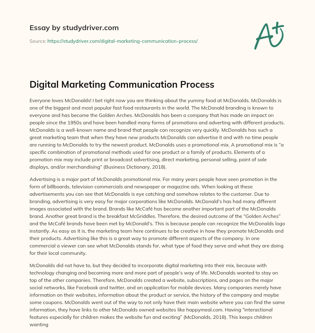 Digital Marketing Communication Process essay