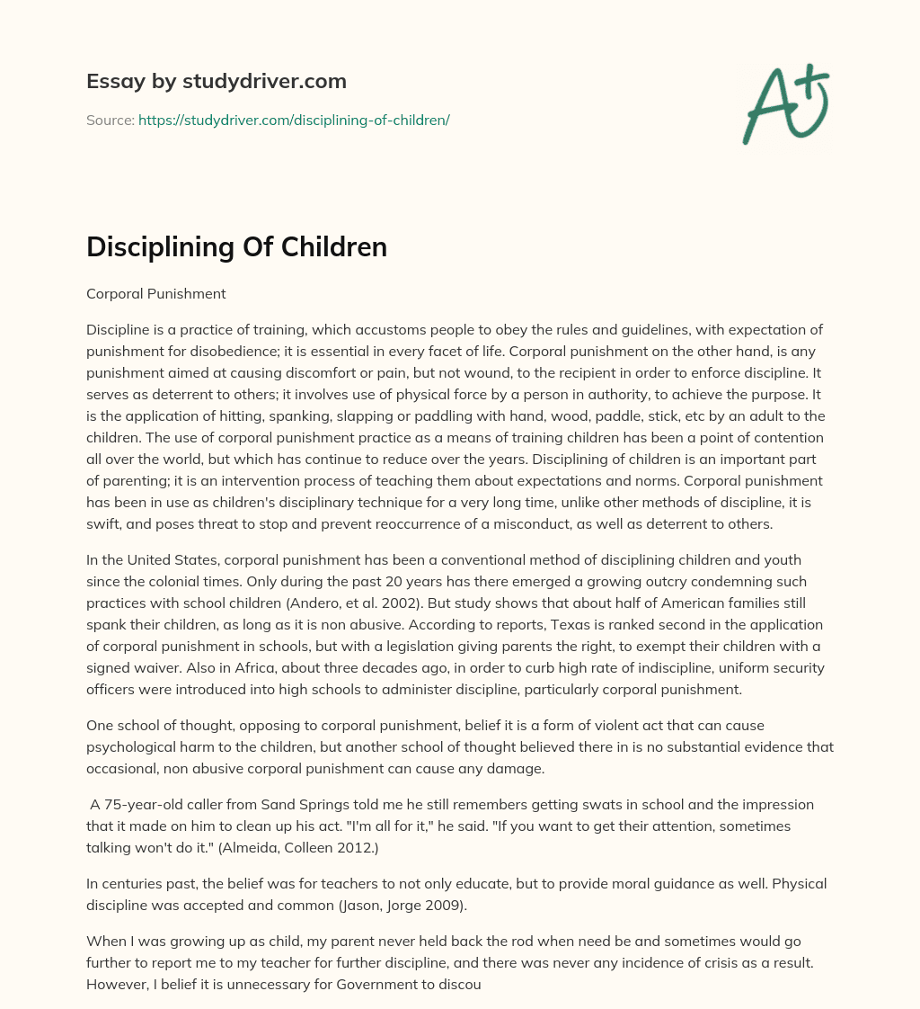 Disciplining of Children essay