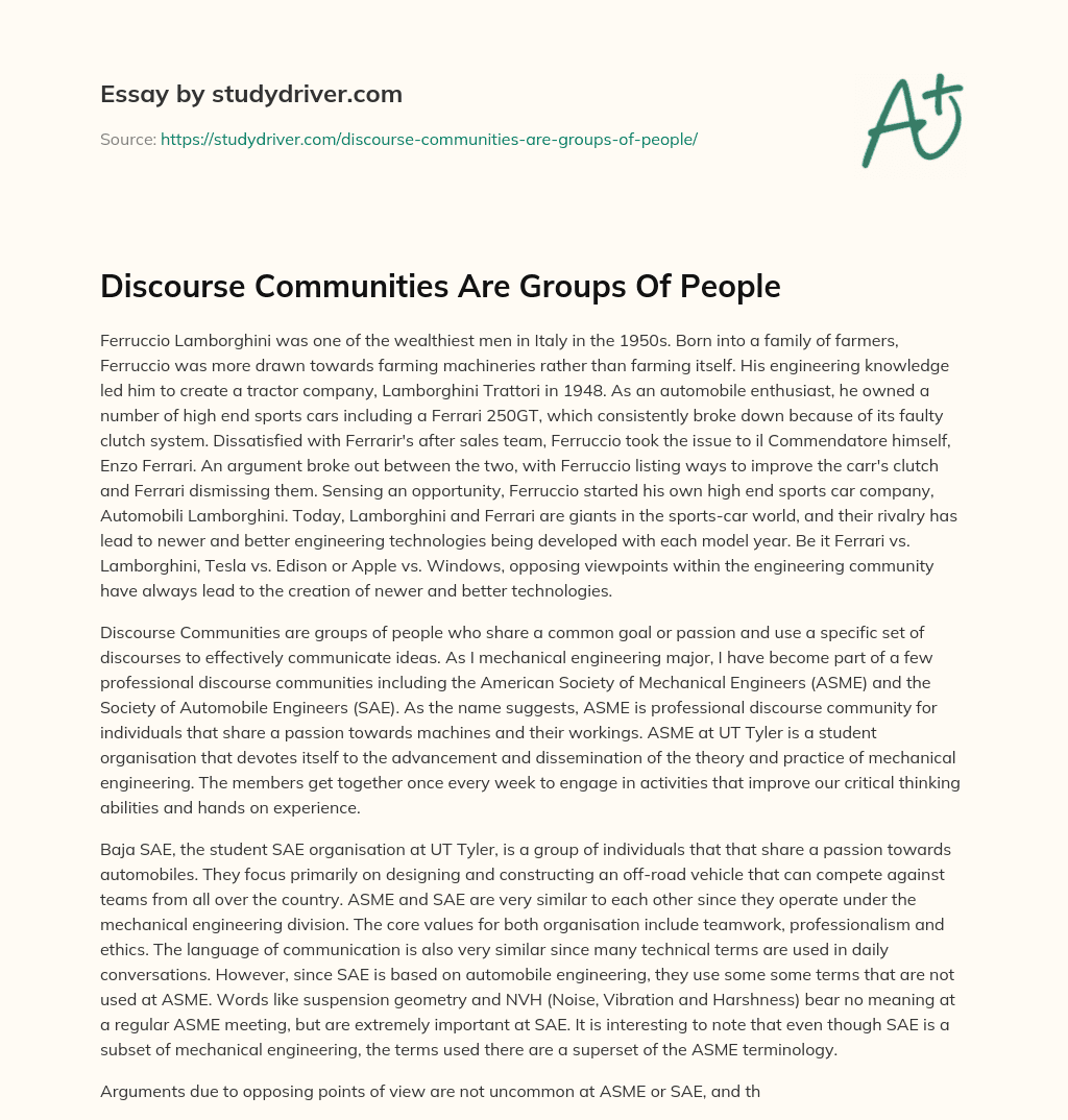 Discourse Communities are Groups of People essay