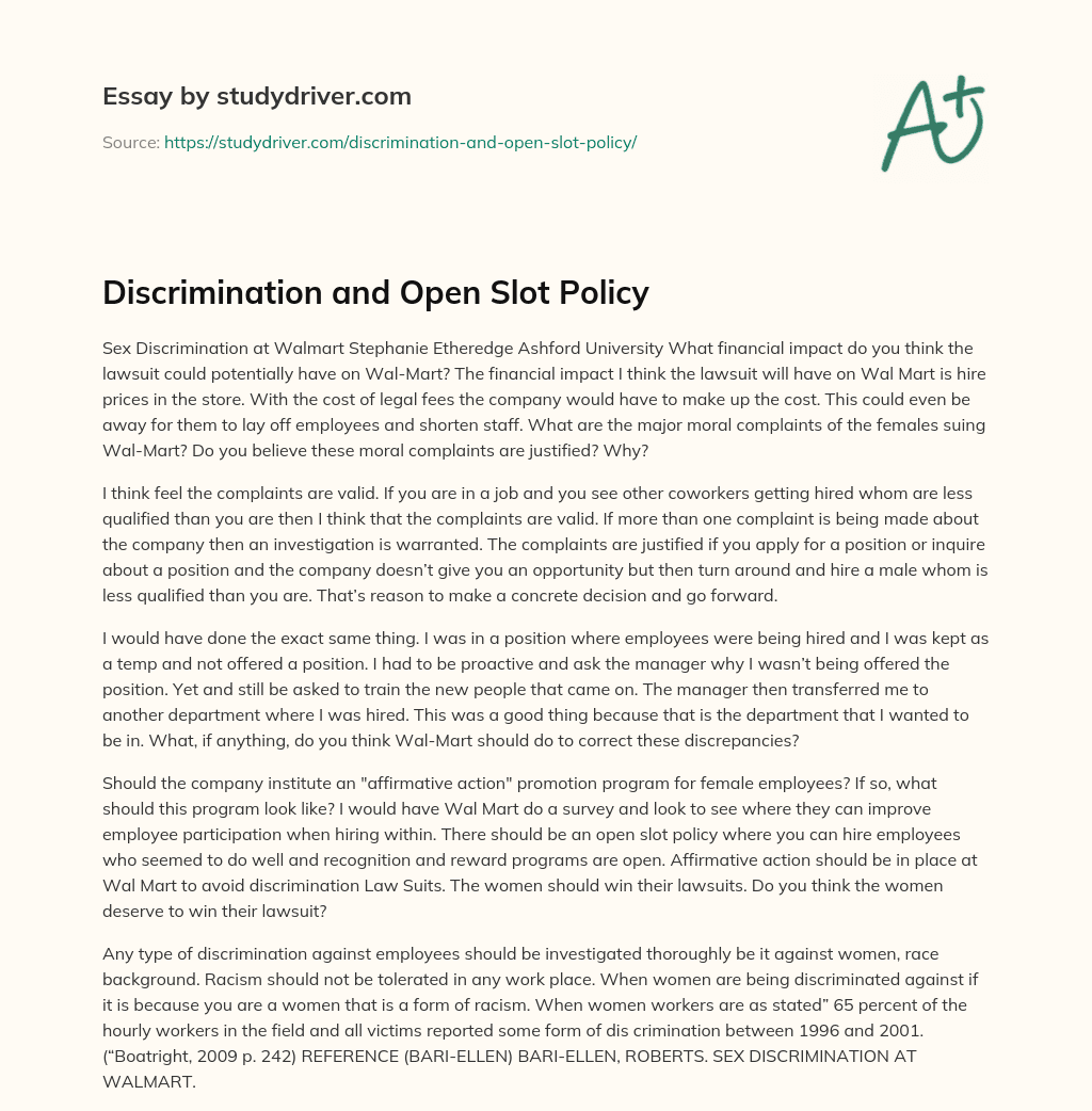 Discrimination and Open Slot Policy essay
