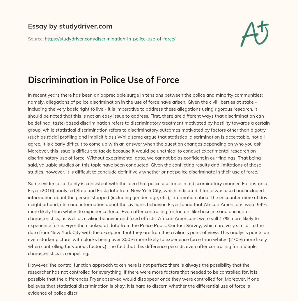 Discrimination in Police Use of Force essay