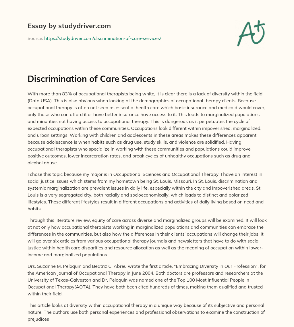 Discrimination of Care Services essay