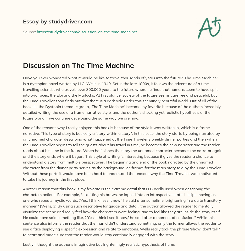 Discussion on the Time Machine essay
