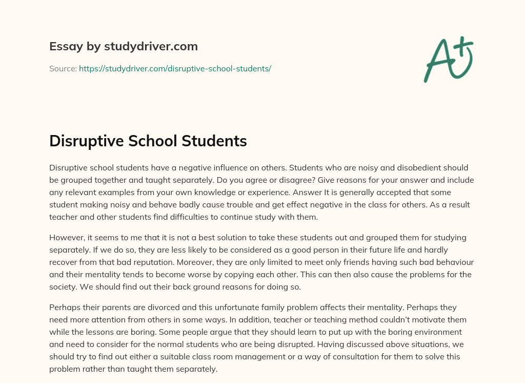 Disruptive School Students essay