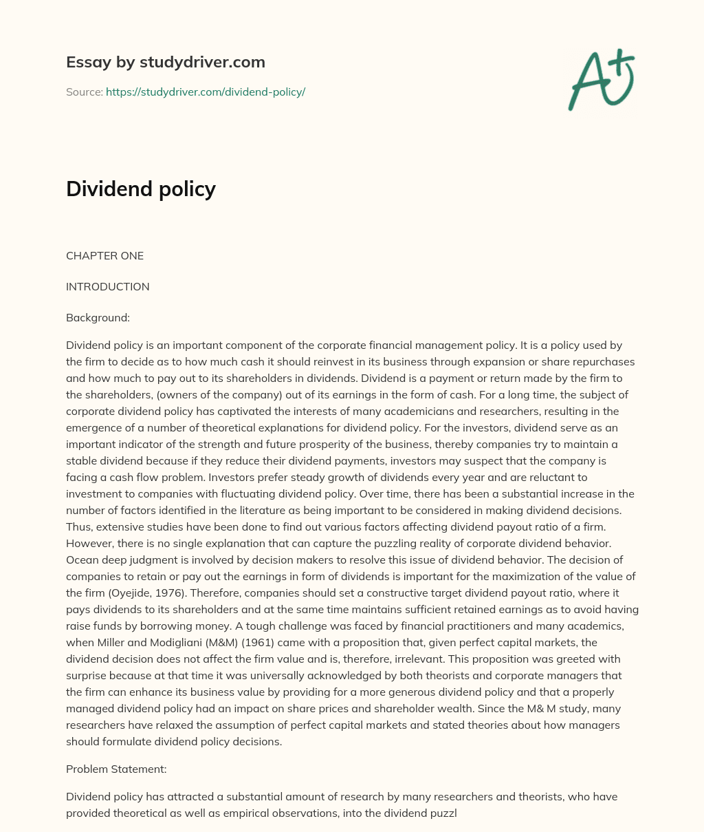Dividend Policy essay