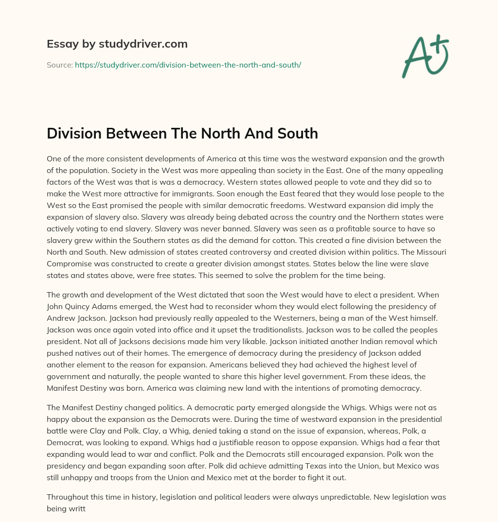 Division between the North and South essay