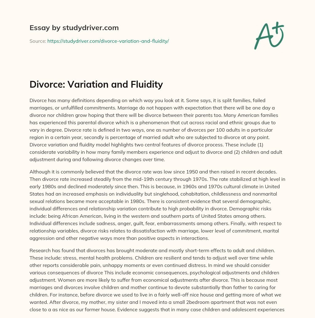 Divorce: Variation and Fluidity essay