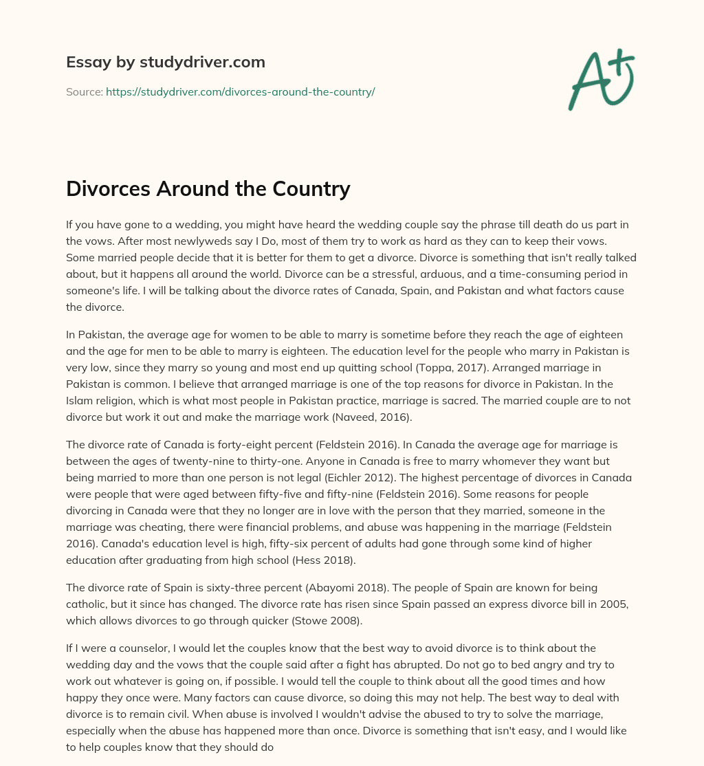 Divorces Around the Country essay