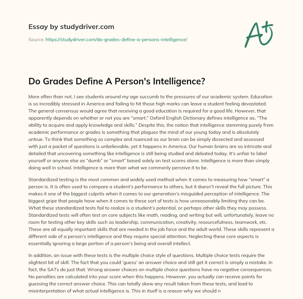 Do Grades Define a Person’s Intelligence? essay