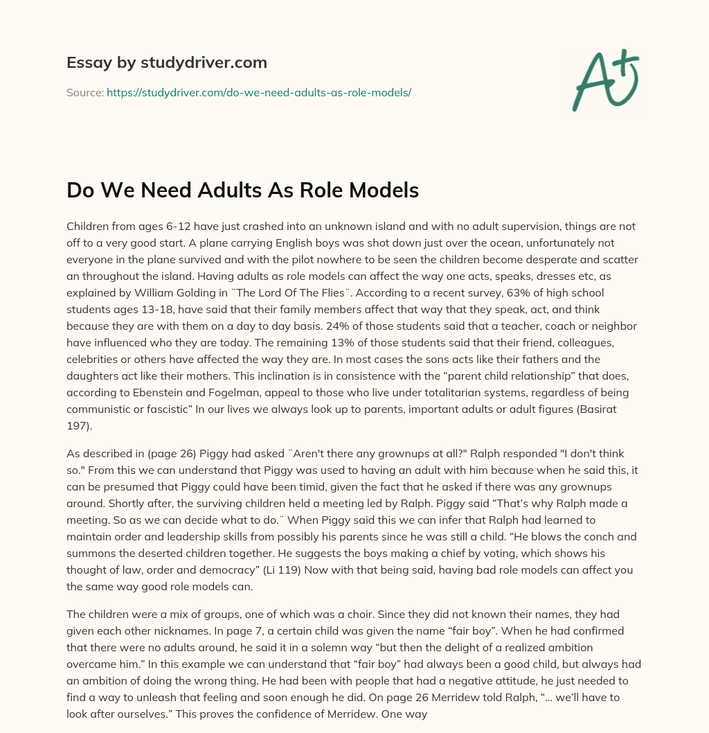 Do we Need Adults as Role Models essay