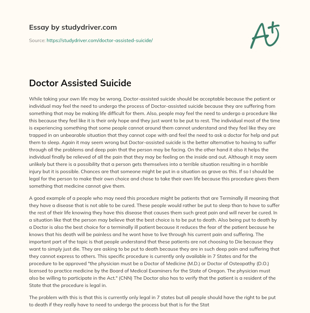 Doctor Assisted Suicide essay