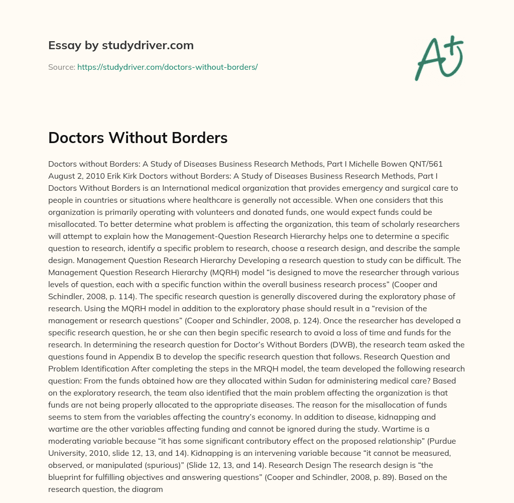 Doctors Without Borders essay