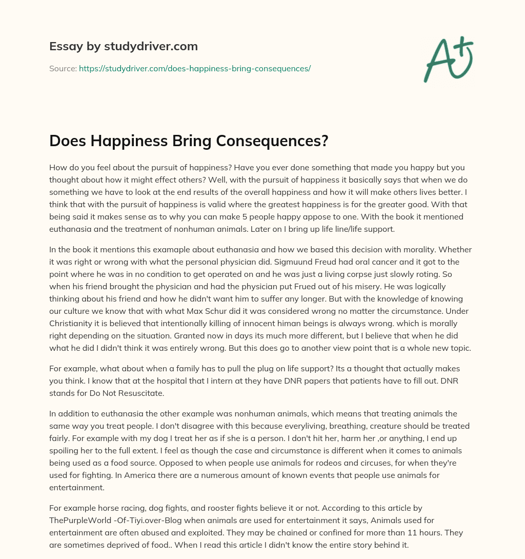 Does Happiness Bring Consequences? essay