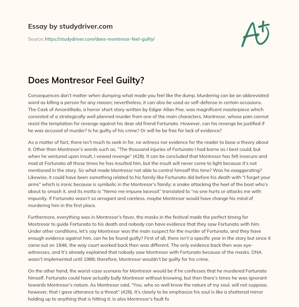 Does Montresor Feel Guilty? essay