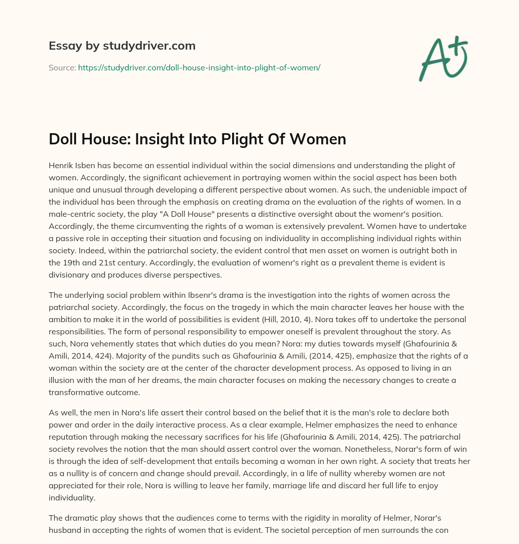 Doll House: Insight into Plight of Women essay