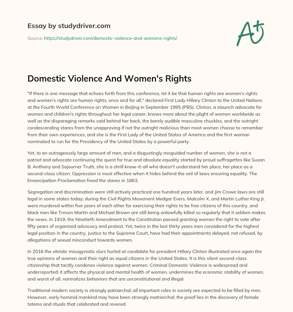 Domestic Violence and Women’s Rights essay