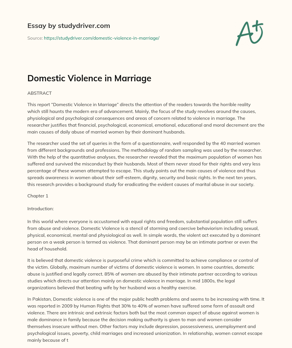 Domestic Violence in Marriage essay