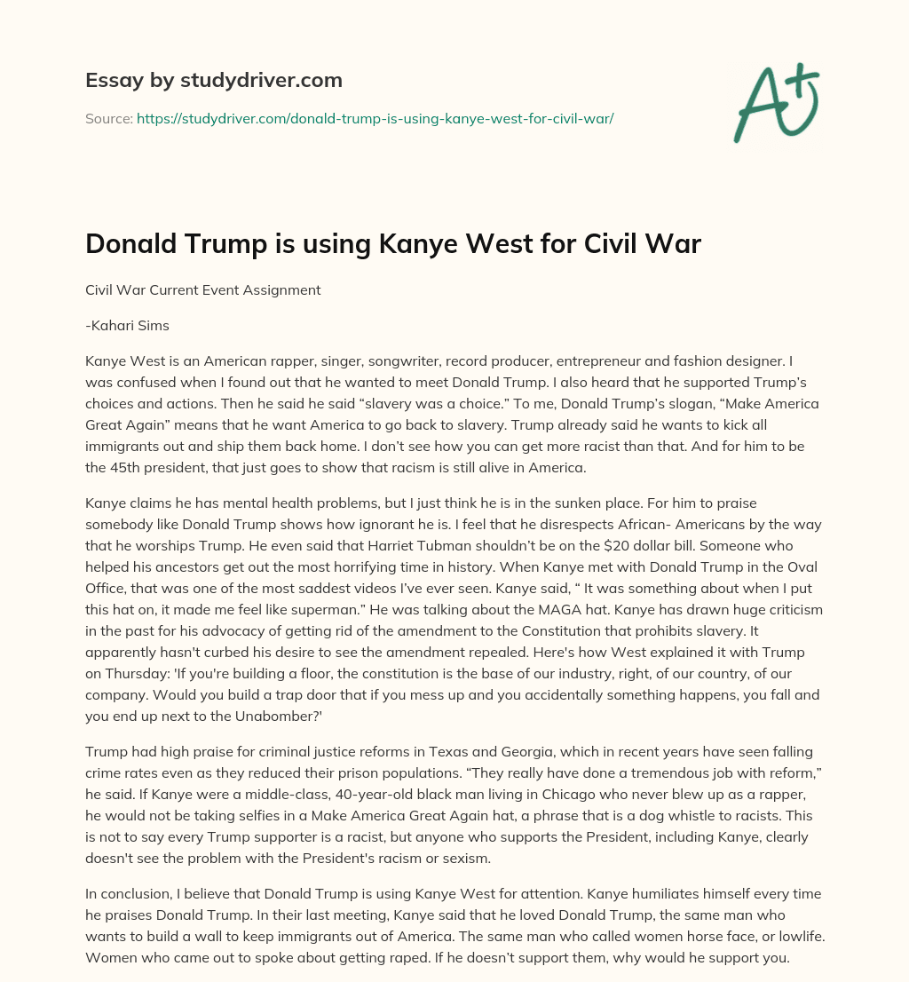 Donald Trump is Using Kanye West for Civil War essay