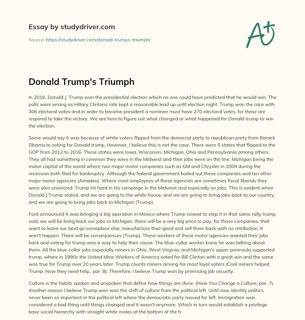 Donald Trump’s Triumph essay