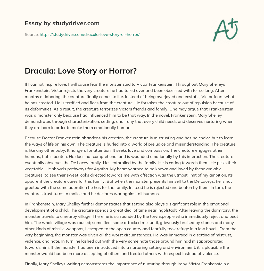 Dracula: Love Story or Horror? essay