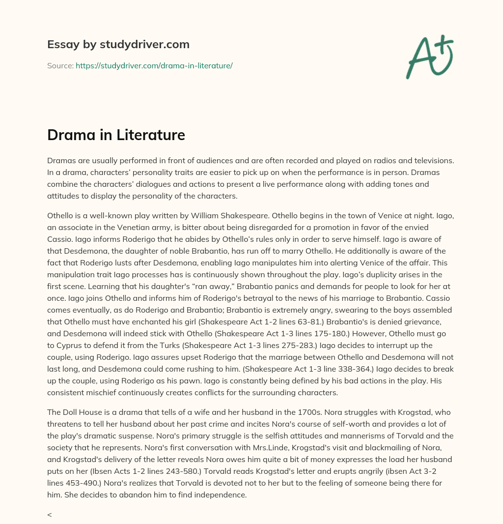 Drama in Literature essay