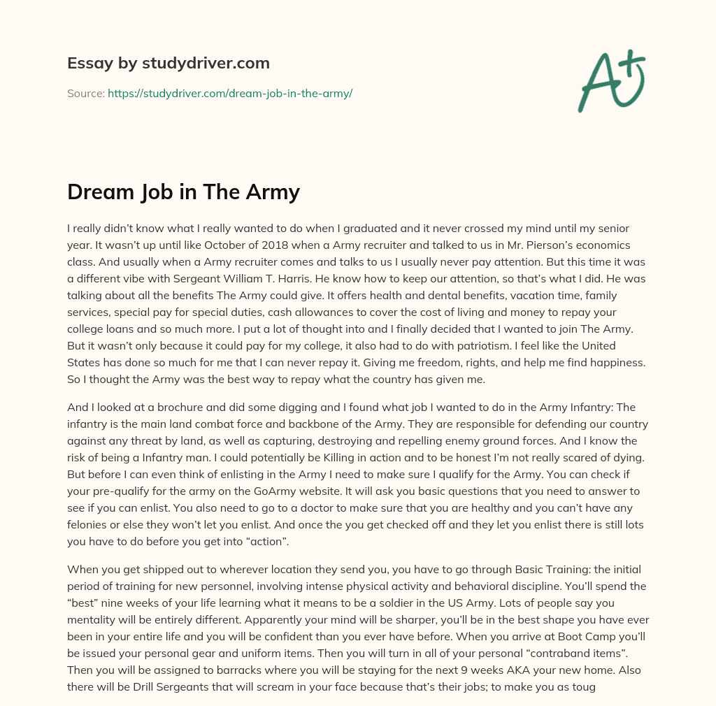 Dream Job in the Army essay