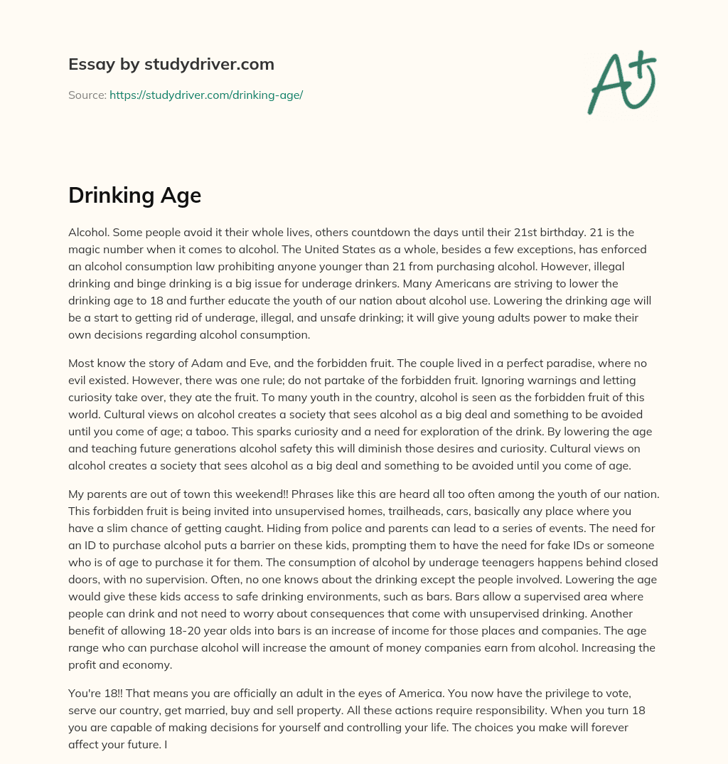 Drinking Age essay