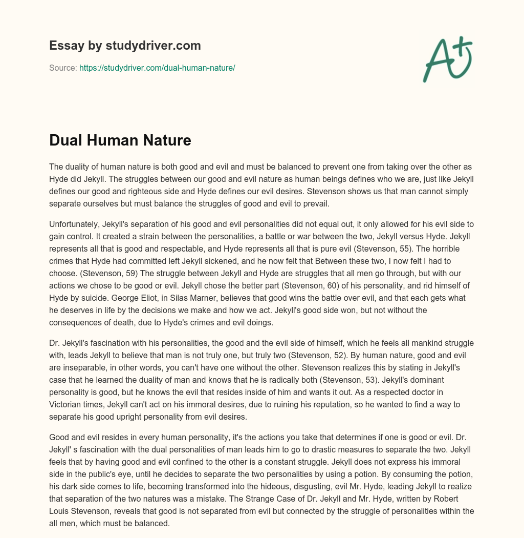 Dual Human Nature essay