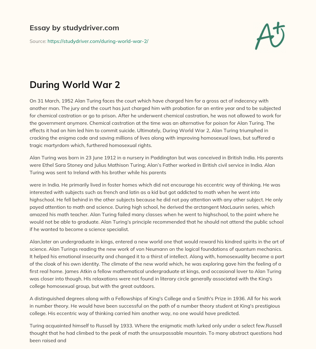 During World War 2 essay