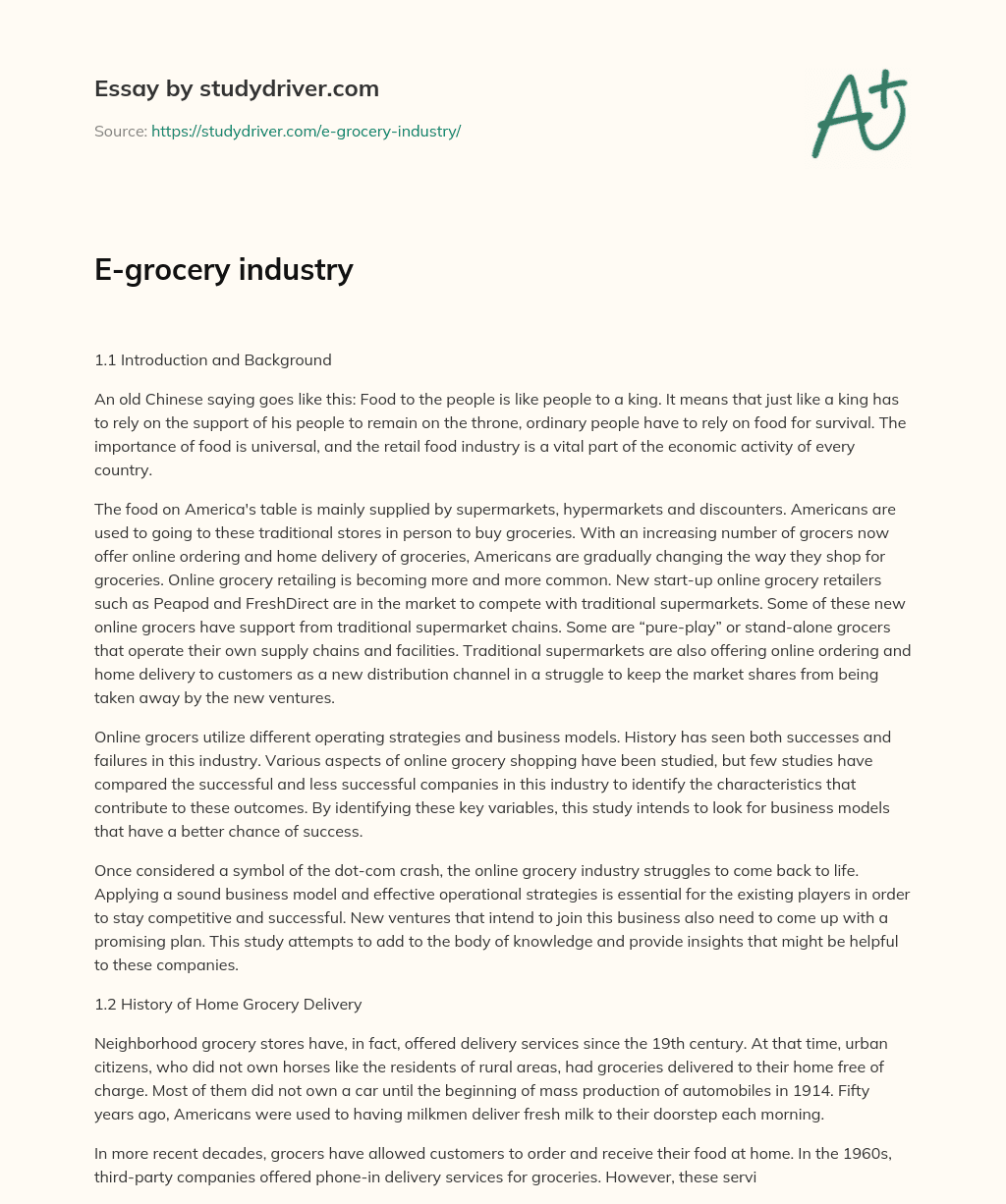 E-grocery Industry essay