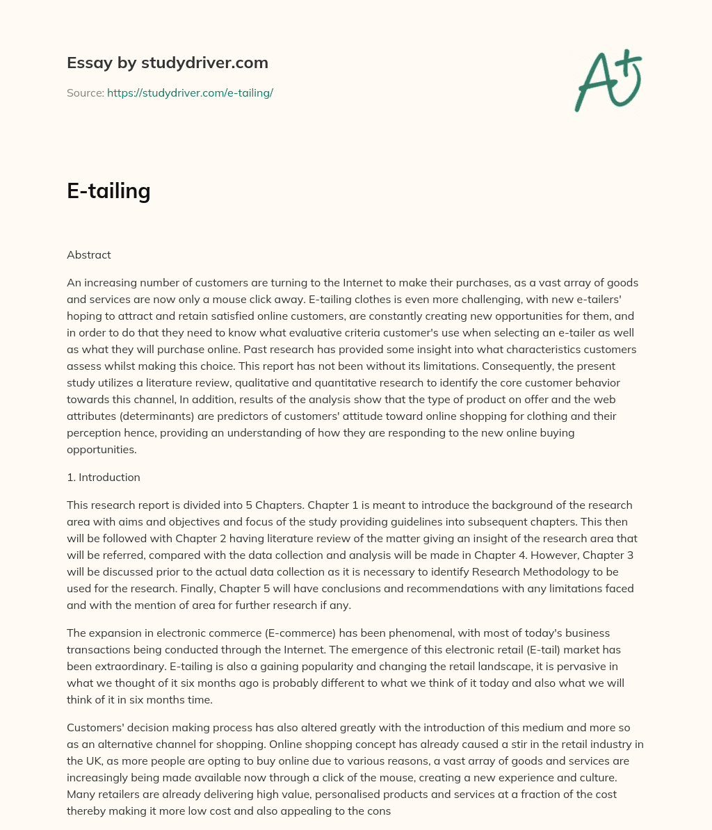 E-tailing essay