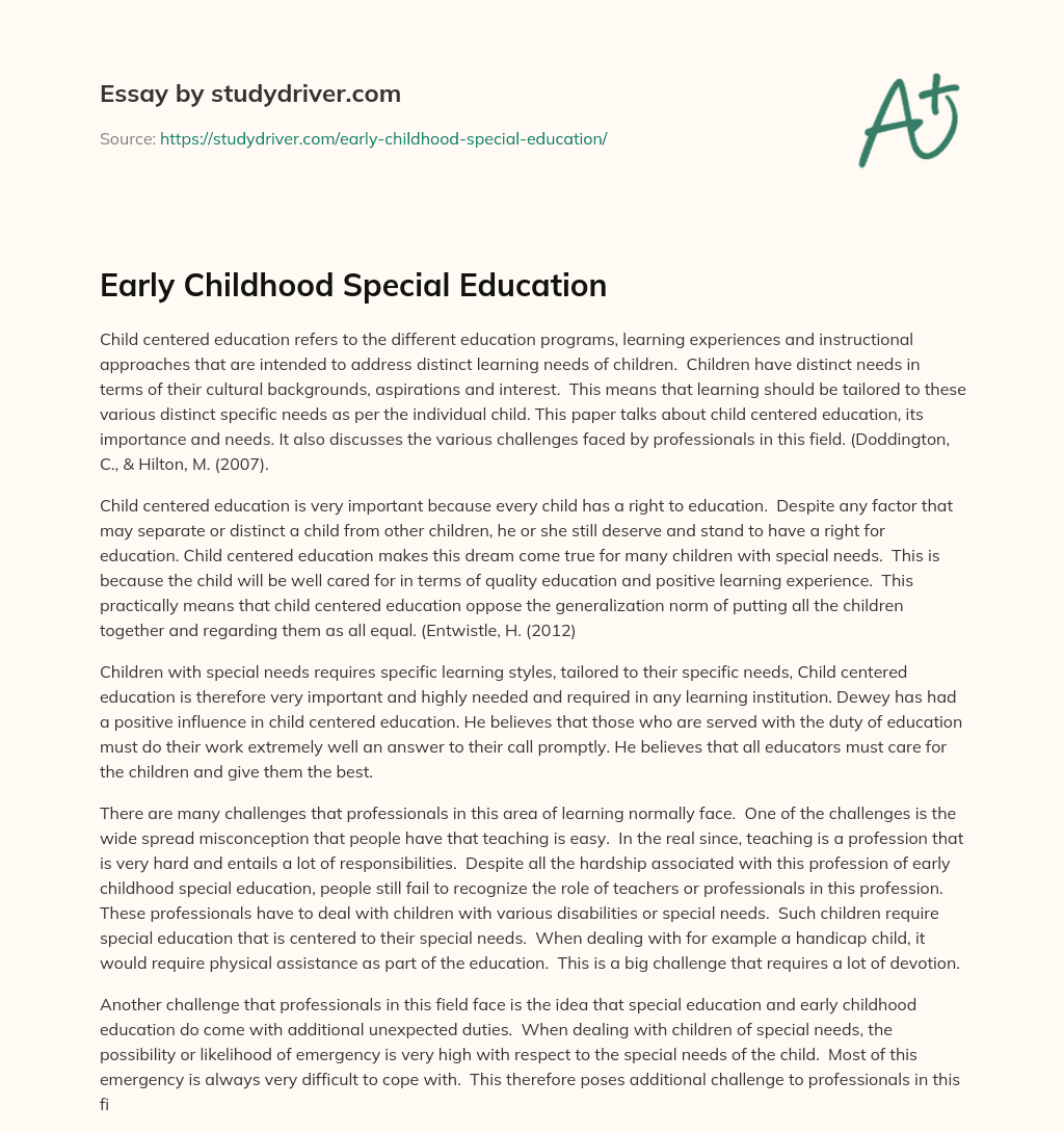 Early Childhood Special Education essay