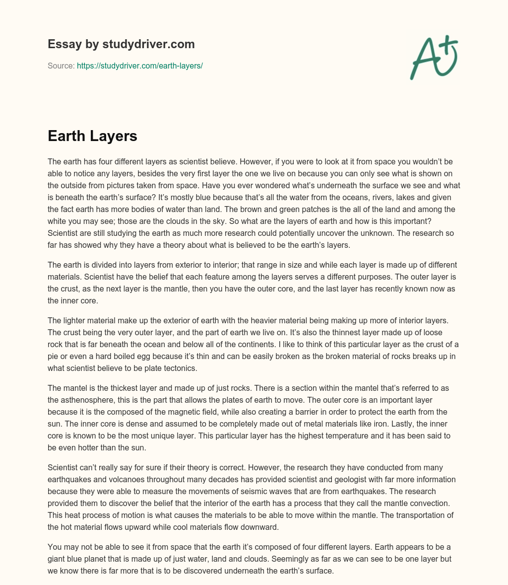 Earth Layers essay