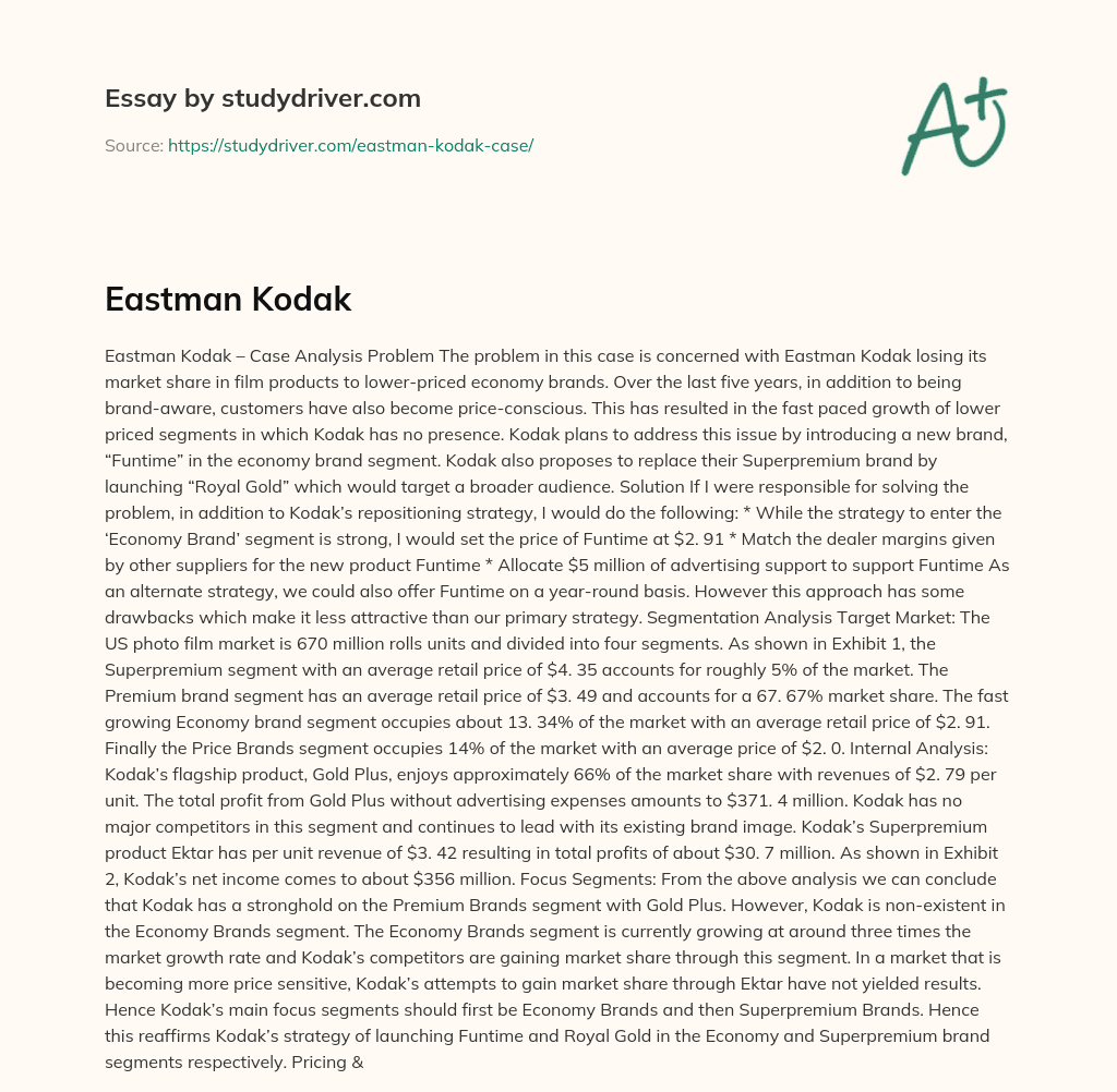 Eastman Kodak essay