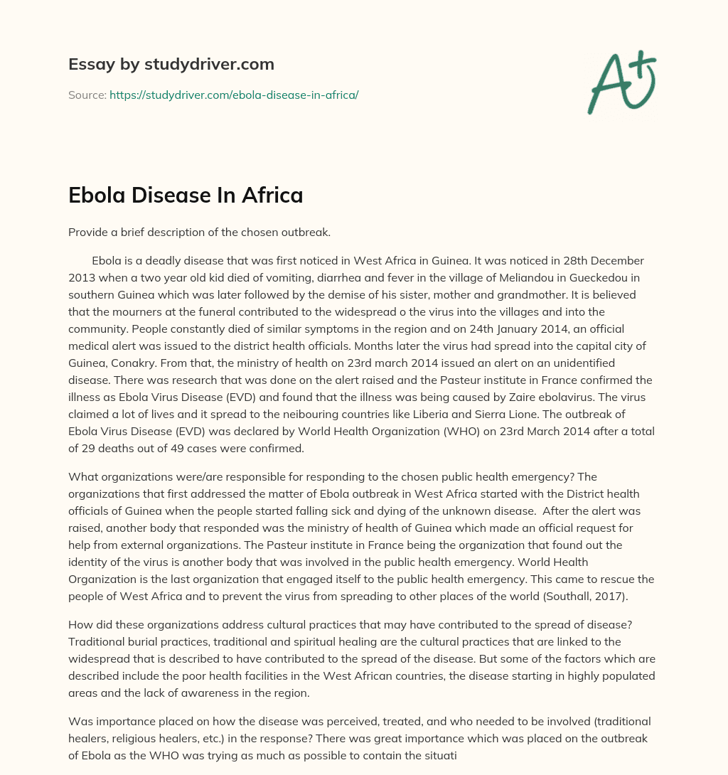 Ebola Disease in Africa essay