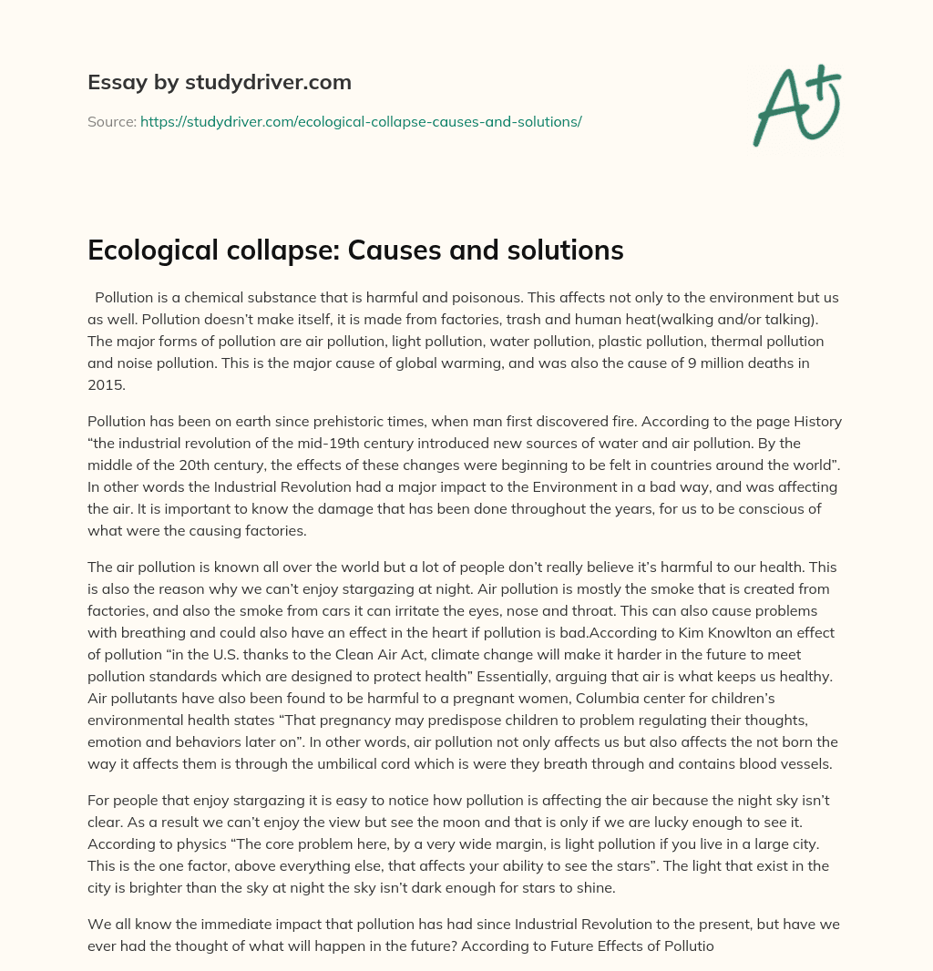 Ecological Collapse: Causes and Solutions essay