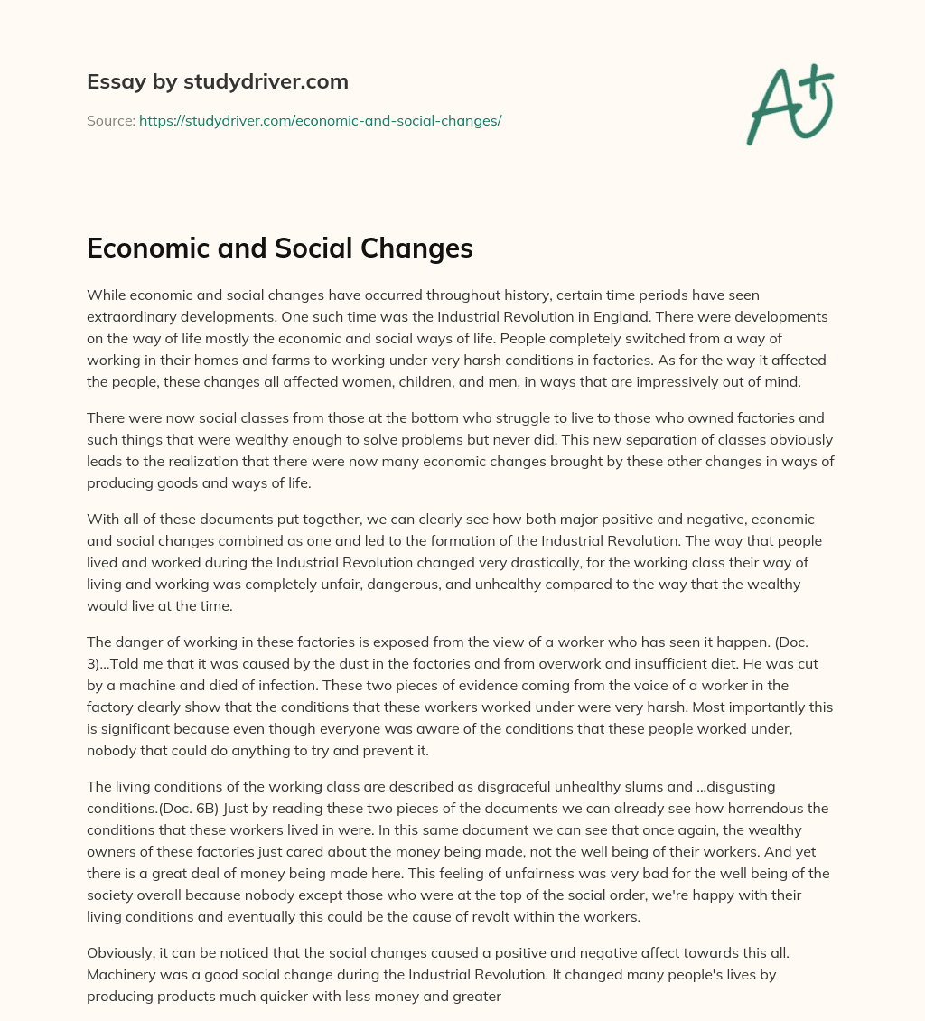 Economic and Social Changes essay